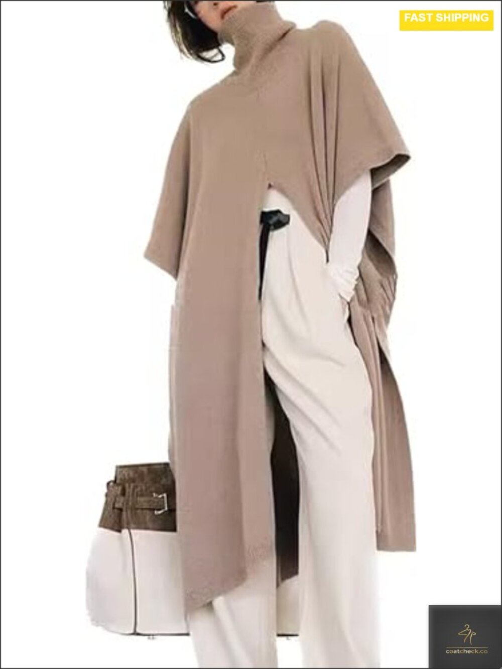Cashmere Blend Knit Cape Poncho Sweater SWAK